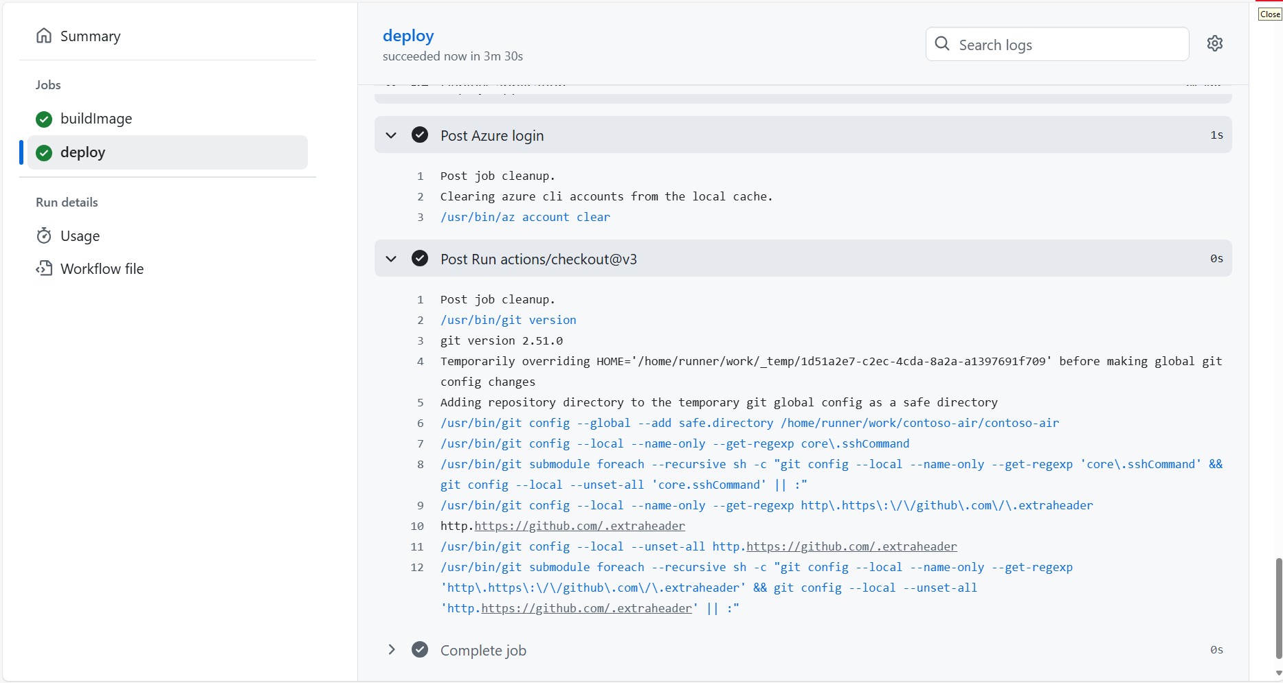GitHub Actions workflow success