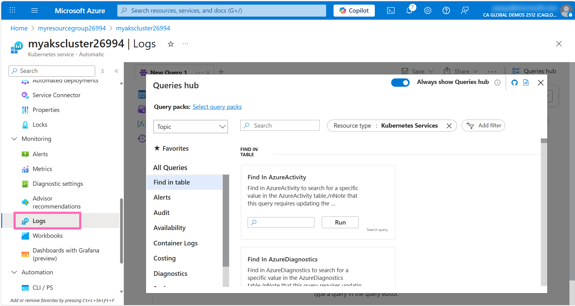 Contoso Air container logs