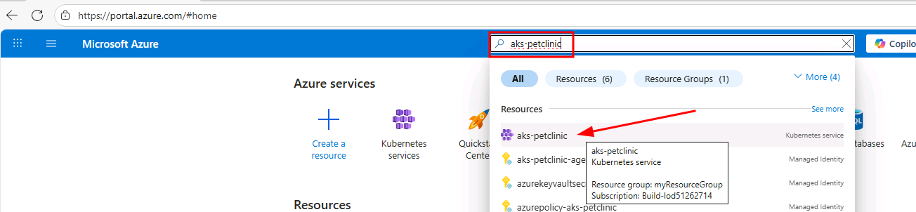 Select AKS Cluster