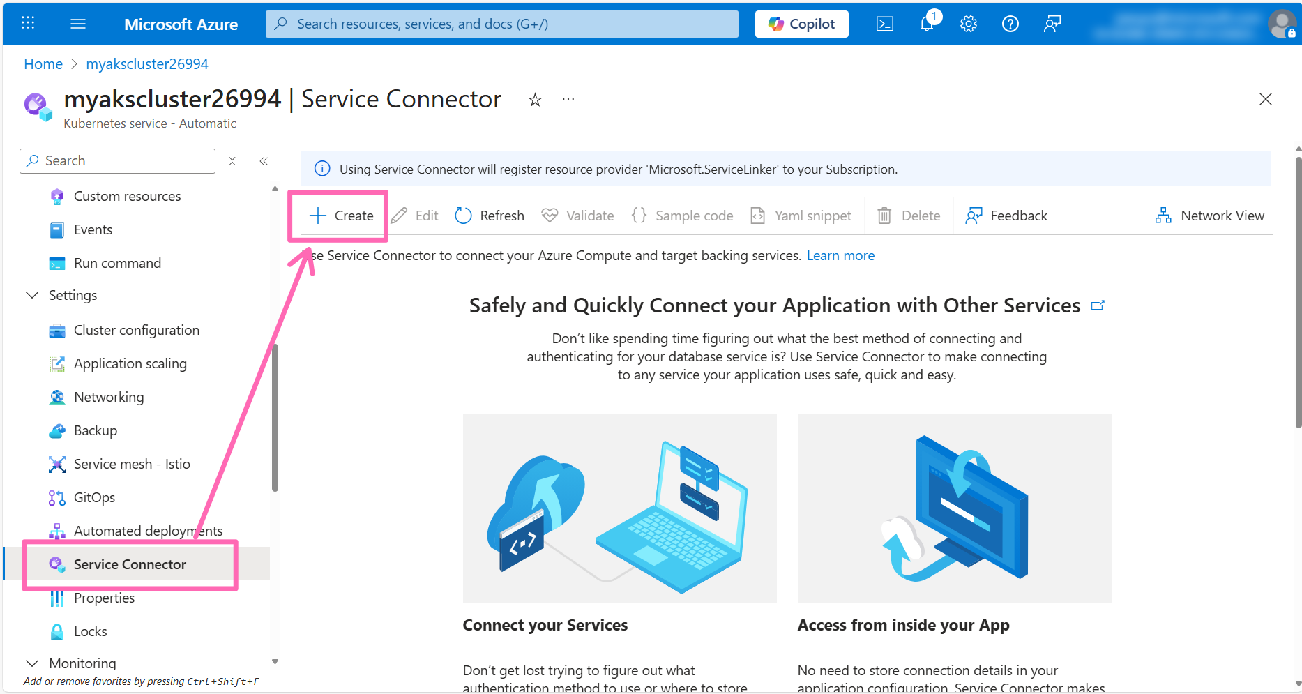 AKS service connector