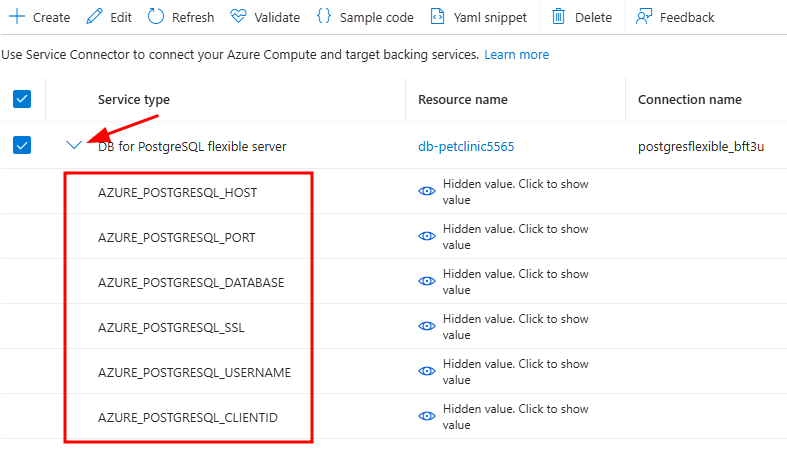 Service Connector Variables